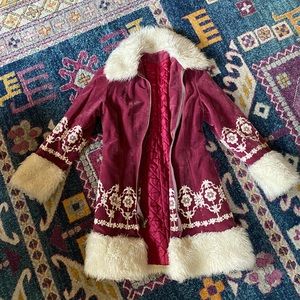 Unique vintage velvet pink coat